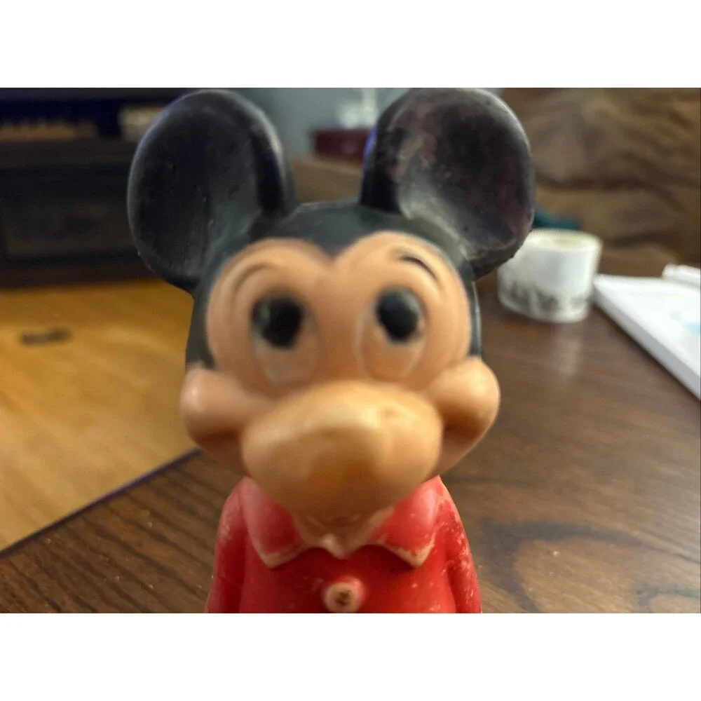 Vtg Mickey Mouse Hard Plastic Figure!  HONG KONG!  ABOUT 6 INCHES TALL